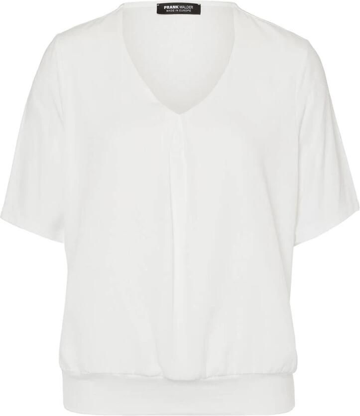 Frank Walder Korte Mouw Top Blouse Shirt White Dames