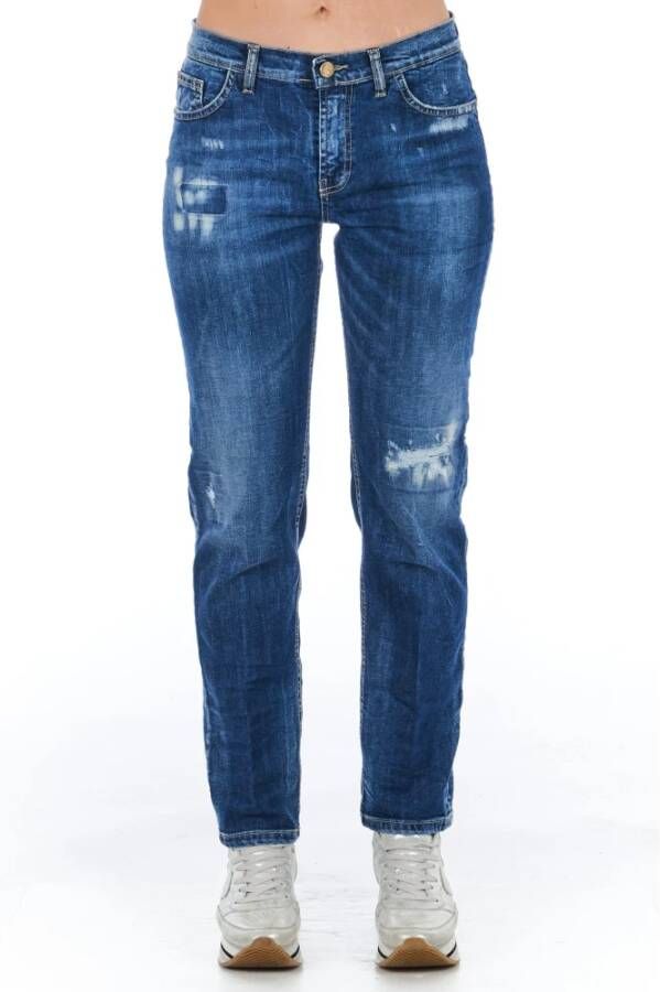 Frankie Morello Vintage Denim Jeans Multifunctionele Zakken Blue Dames