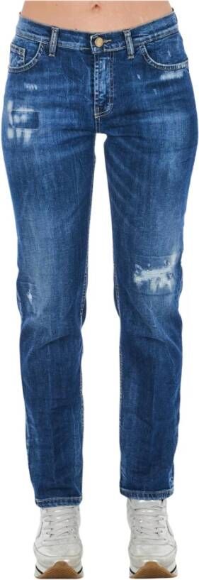 Frankie Morello Blue Cotton Jeans Pant Blauw Dames