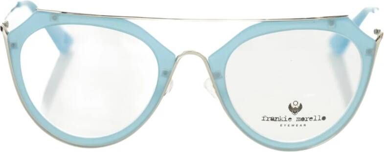 Frankie Morello Lichtblauwe Aviator Brilmonturen met Metalen Stangen Blue Unisex