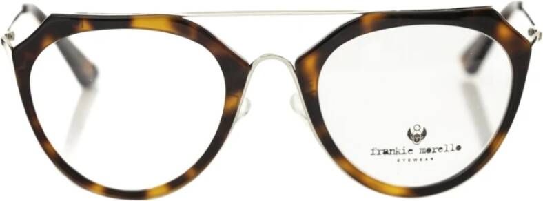 Frankie Morello Chic Aviator Tartarugato Brillen Monturen Brown Dames