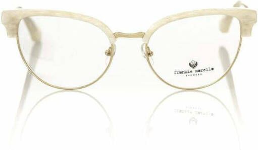 Frankie Morello Witte Metallic Fibre Clubmaster Brilmonturen White Unisex