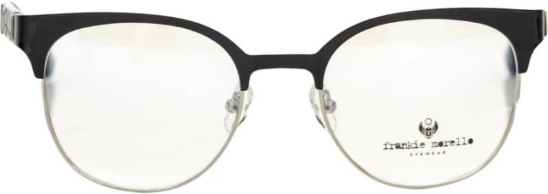 Frankie Morello Stijlvolle Geometrische Zwarte Clubmaster Bril Black Dames