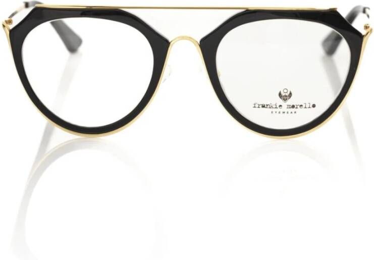 Frankie Morello Stijlvolle Aviator Bril met Gouden Accenten Black Dames