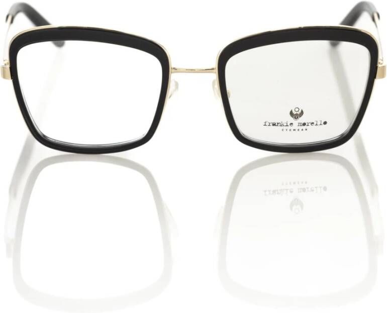 Frankie Morello Vierkante bril met zwart en goud patroon Black Dames