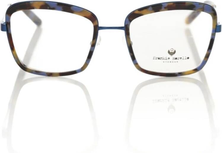 Frankie Morello Blauwe metallic vezel vierkante brilmonturen Blue Unisex
