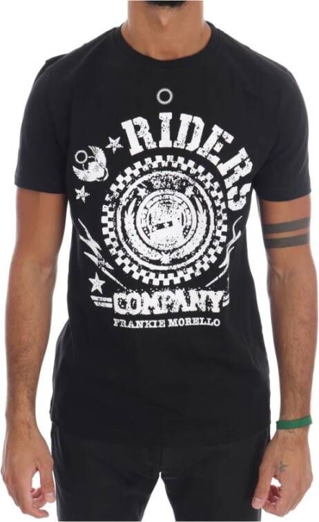 Frankie Morello Riders Crewneck T-shirt Zwart Heren