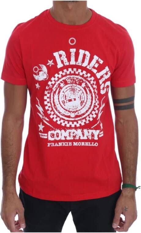 Frankie Morello Rode Katoenen Riders Crewneck T-Shirt Rood Heren