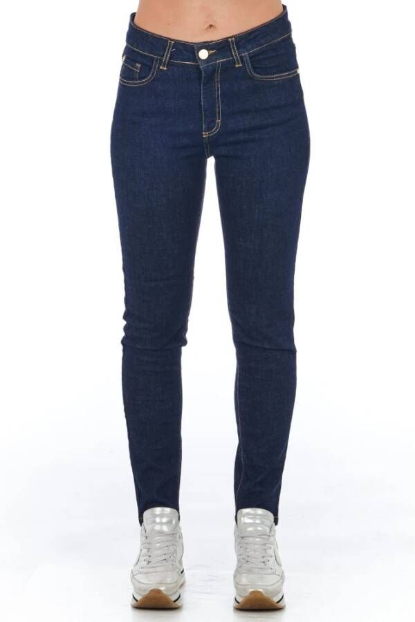 Frankie Morello Blauwe Denim Jeans met Multi-zakken Blauw Dames