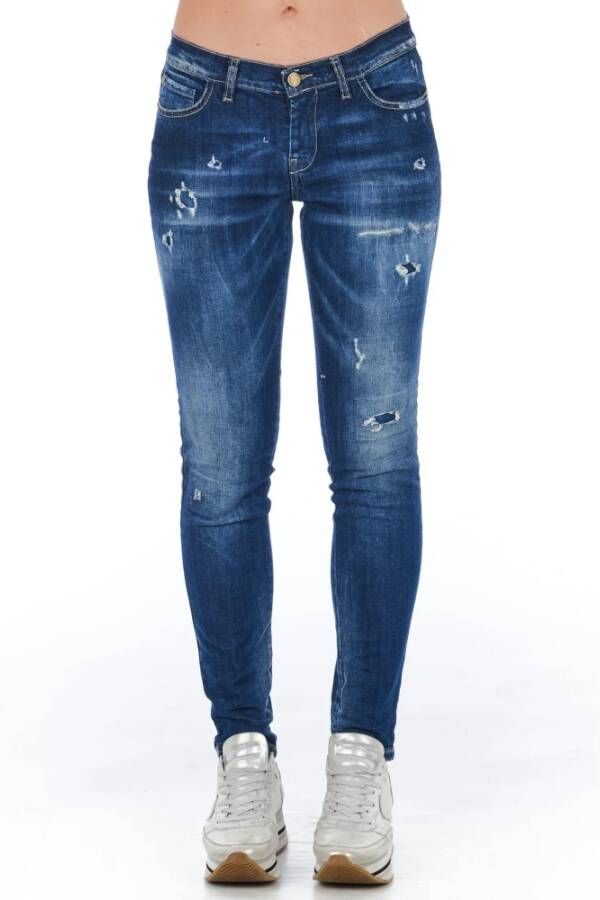 Frankie Morello Vintage Skinny Jeans voor Moderne Mannen Blue Dames