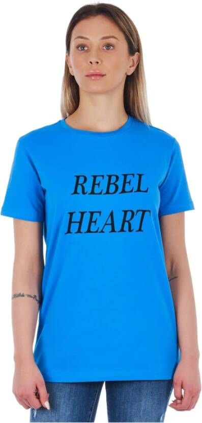 Frankie Morello Bedrukt T-shirt Voor- en Achterkantprint Blue Dames