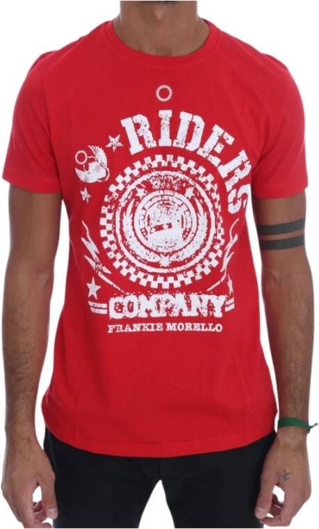 Frankie Morello Chique Rood 'Riders' Motief Ronde Hals T-Shirt Red Heren