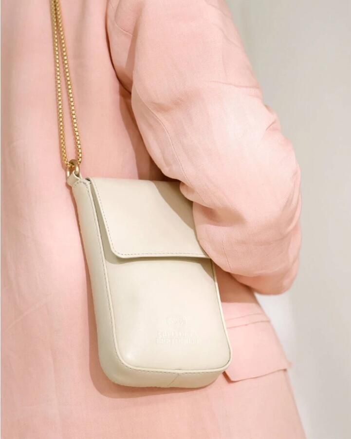 Fred de la Bretoniere Leren Telefoon Tas Julott Stijl Beige Dames - Foto 2