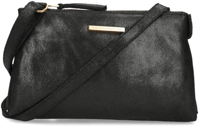 Fred de la Bretoniere Zwarte Leren Crossbody Schoudertas Black Dames
