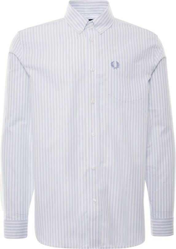 Fred Perry Authentiek gestreept Oxford -Overhemd White Heren