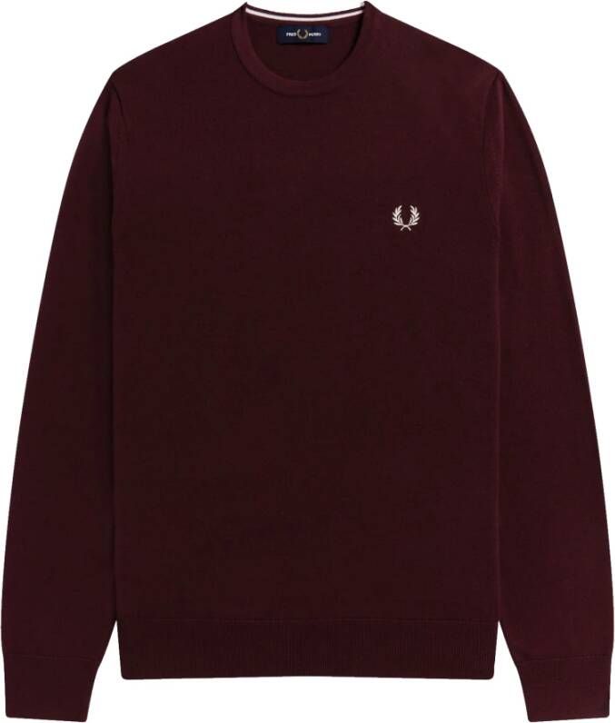 Fred Perry Authentieke Crew Gebreide Trui in Oxblood-S Rood Heren