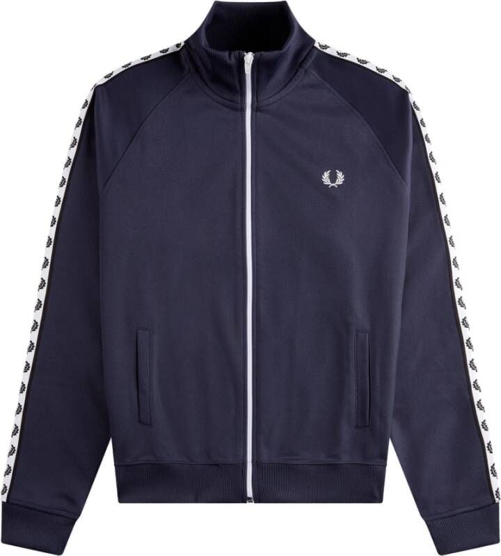 Fred Perry Authentieke Taped Track Jacket Donkergrijs Blauw Heren