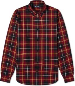 Fred Perry Authentieke Tartan Shirt Tawny Port Rood Heren