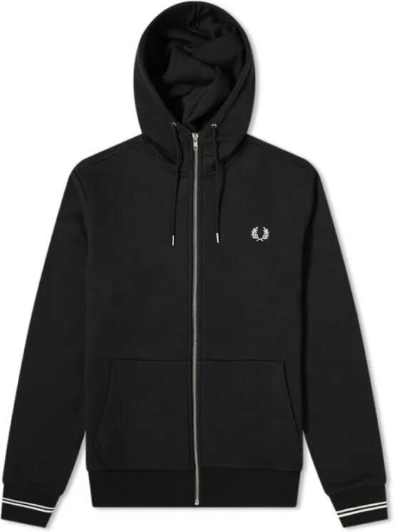 Fred Perry Authentieke Zwarte Rits Hoodie Zwart Heren