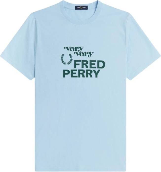 Fred Perry Bedrukt t-shirt Blauw Heren