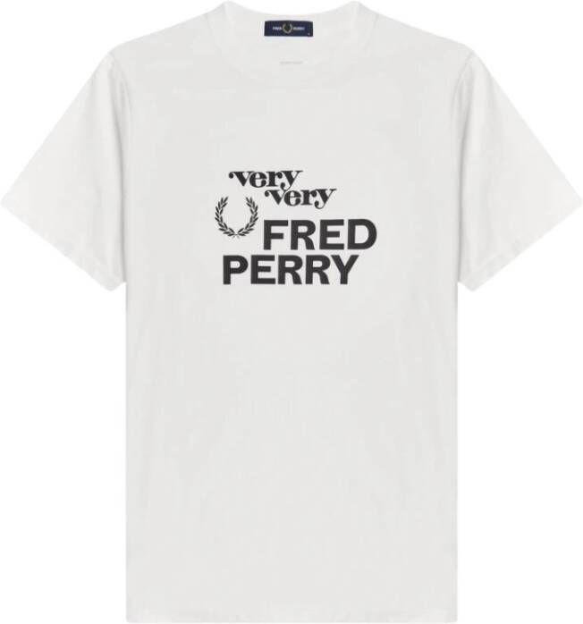 Fred Perry Bedrukt t-shirt White Heren
