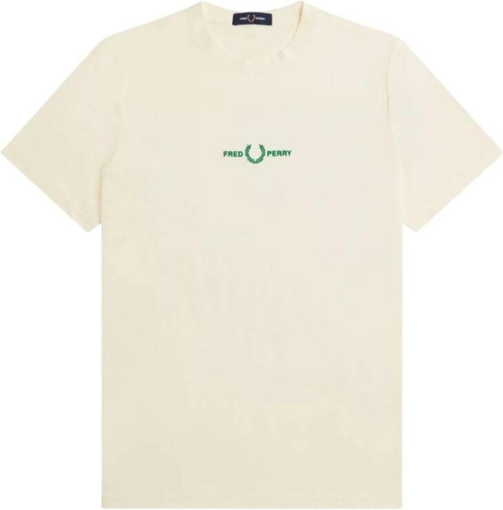 Fred Perry Beige Geborduurd T-shirt voor Heren Beige Heren