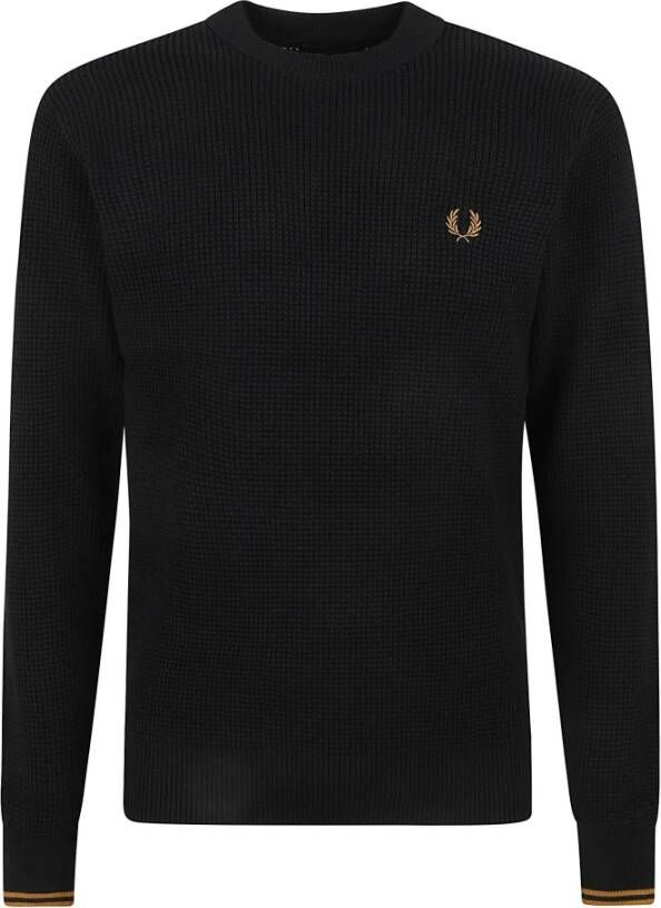 Fred Perry Blauwe Waffle Stitch Jumper Sweaters Blauw Heren