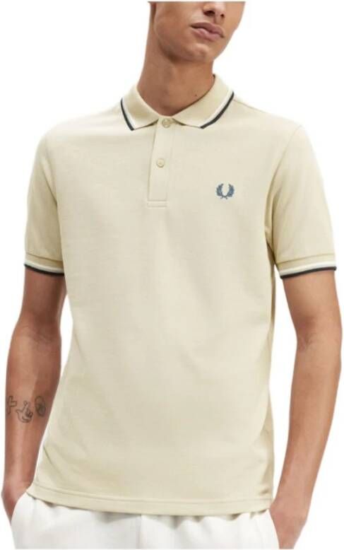 Fred Perry slim fit polo TWIN TIPPED met contrastbies ecru white black