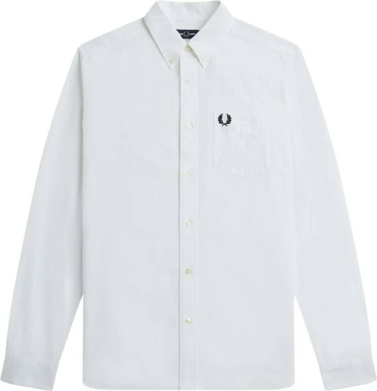 Fred Perry Klassieke Oxford Katoenen Button Down Overhemd White Heren