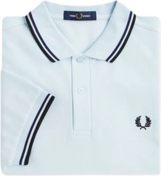 Fred Perry Clear Blue Twin Tipped Polo Blue Heren