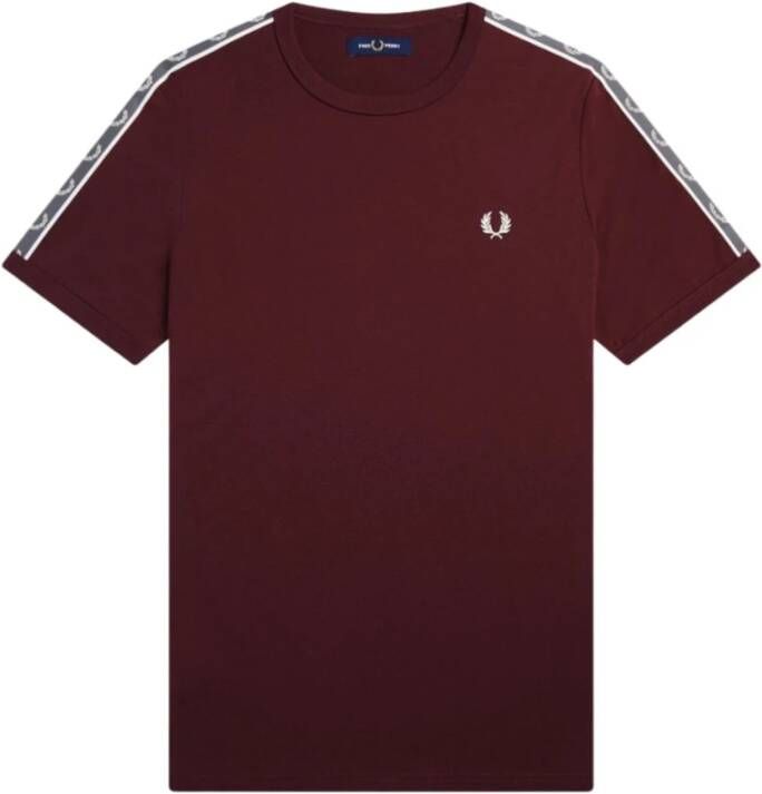 Fred Perry Contrast Tape Ringer T-shirt Oxblood Gunmetal Rood Heren