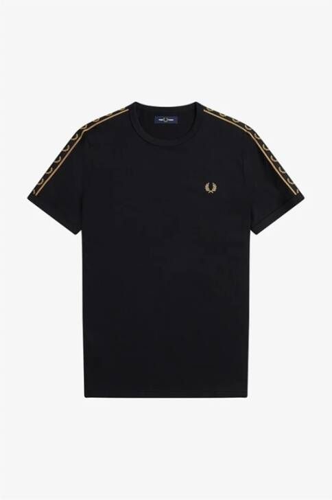 Fred Perry Contrasterend Kroonmouw Shirt Zwart Heren