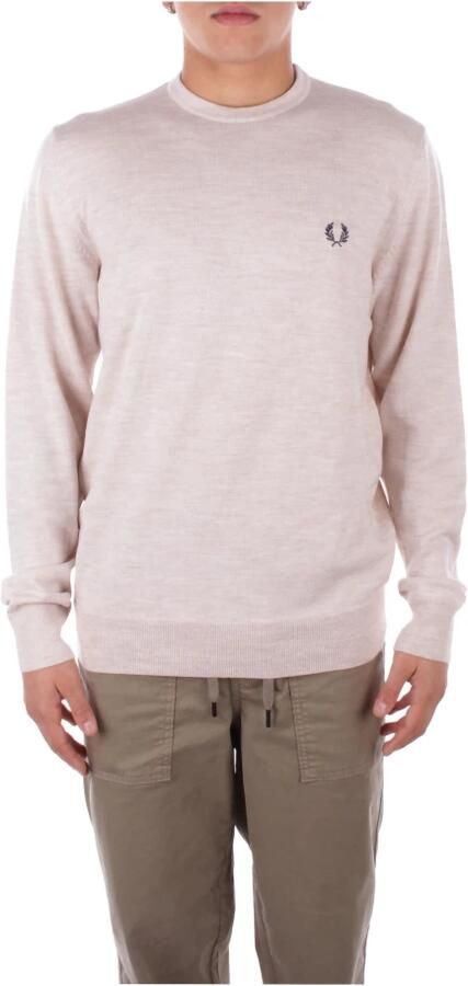 Fred Perry Klassieke Ronde Hals Merinowol Blend Trui Beige Heren - Foto 7