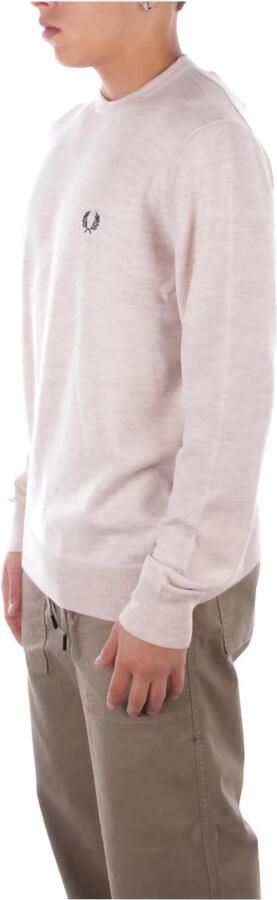 Fred Perry Klassieke Ronde Hals Merinowol Blend Trui Beige Heren - Foto 6