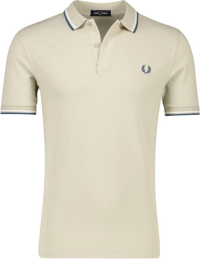 Fred Perry slim fit polo TWIN TIPPED met contrastbies ecru white black