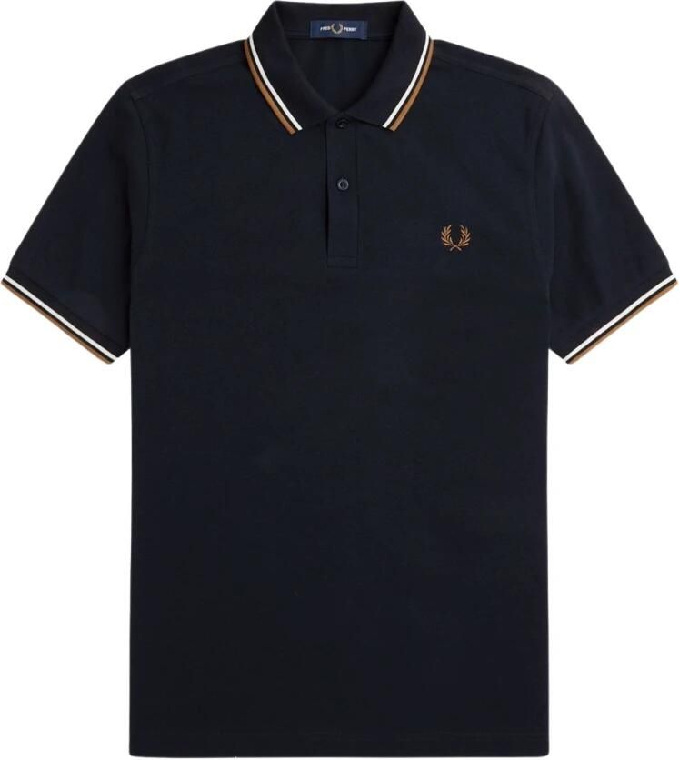 Fred Perry Blauw Dubbel Gestreept Poloshirt Blue Heren
