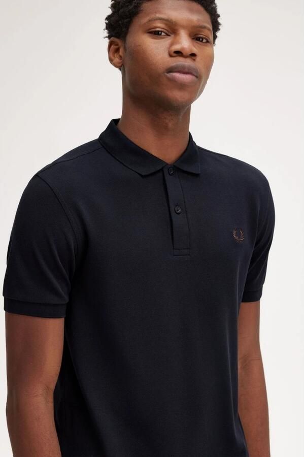 Fred Perry Blauw Logo Bruin Poloshirt Blue Heren - Foto 4