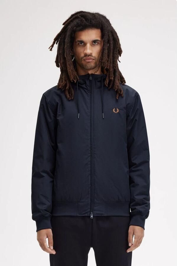 Fred Perry Blauwe Sportieve Nylon Jas met Capuchon Blue Heren