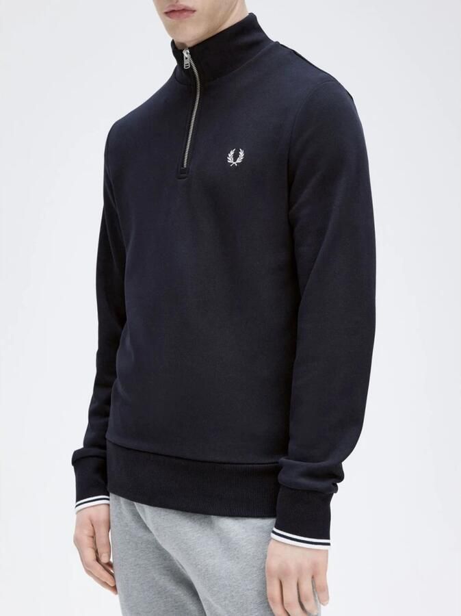 FRED PERRY Heren Truien & Vesten Half Zip Sweatshirt Donkerblauw - Foto 4