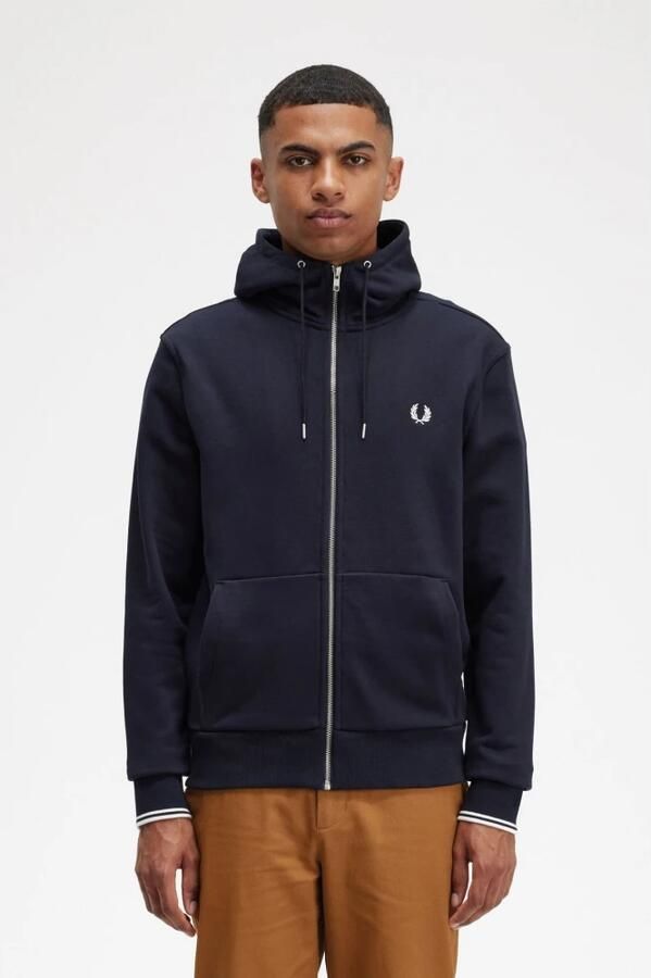 FRED PERRY Heren Truien & Vesten Hooded Zip Through Sweatshirt Donkerblauw - Foto 3
