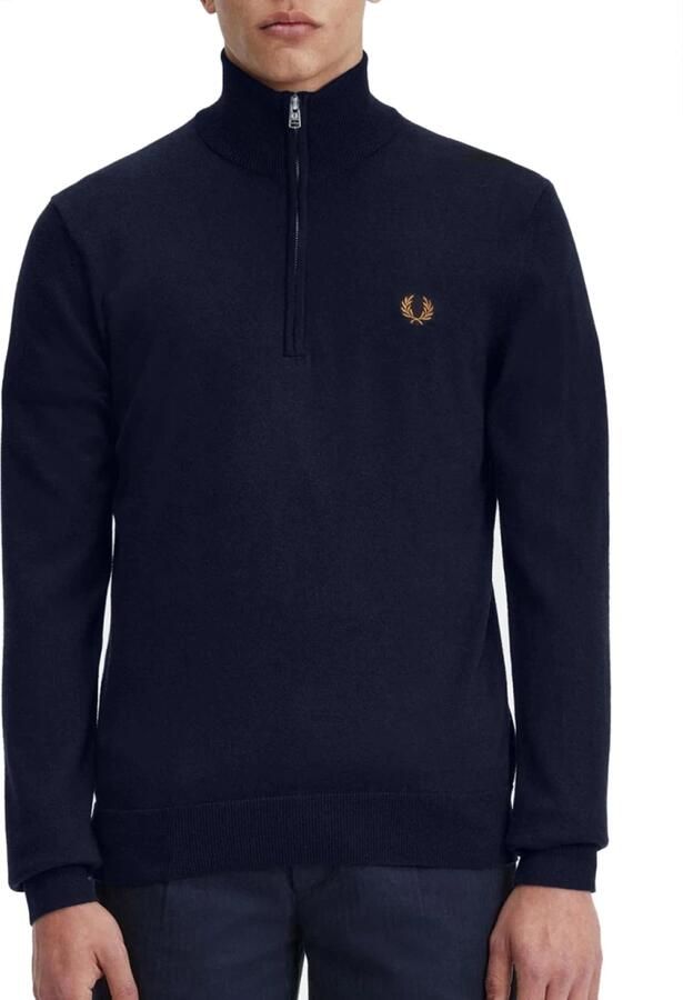 Fred Perry Blauwe Klassieke Half Zip Trui Blue Heren