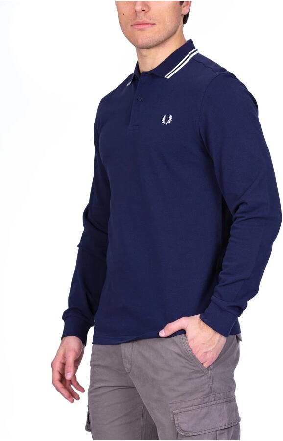 FRED PERRY Heren Polo's & T-shirts Twin Tipped Shirt Long Sleeve Donkerblauw - Foto 4