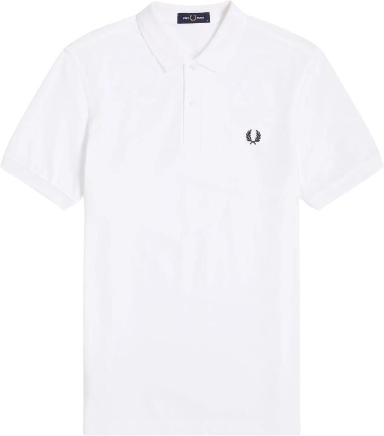 Fred Perry Origineel Enkele Streep Katoenen Poloshirt White Heren