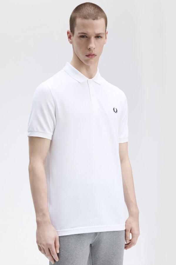 Fred Perry Origineel Enkele Streep Katoenen Poloshirt White Heren - Foto 7