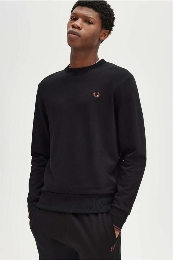 Fred Perry Zwarte Geborduurde Logo Ronde Hals Sweatshirt Black Heren - Foto 2