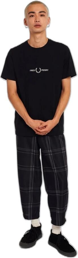 Fred Perry Authentiek klein geborduurd logo T-shirt Zwart Heren