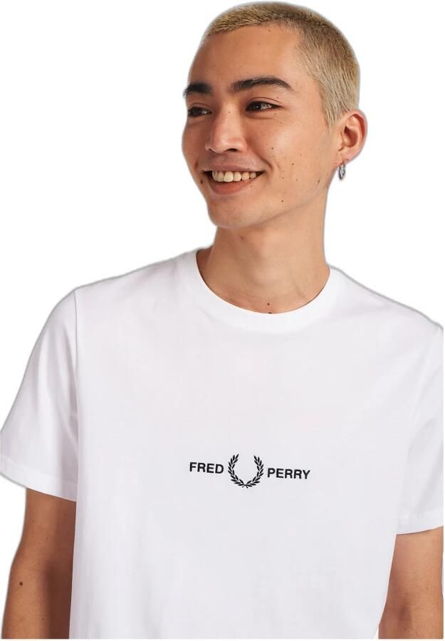 Fred Perry Geborduurd T-shirt voor moderne mannen White Heren - Foto 4
