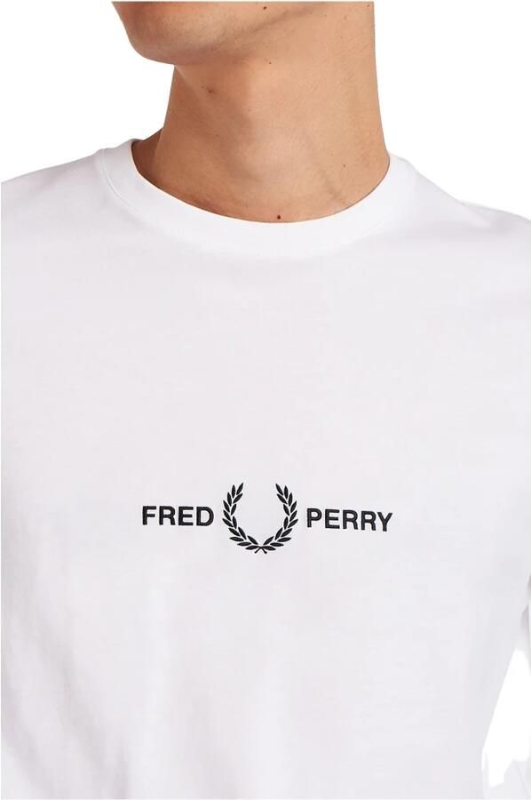 Fred Perry Geborduurd T-shirt voor moderne mannen White Heren - Foto 6