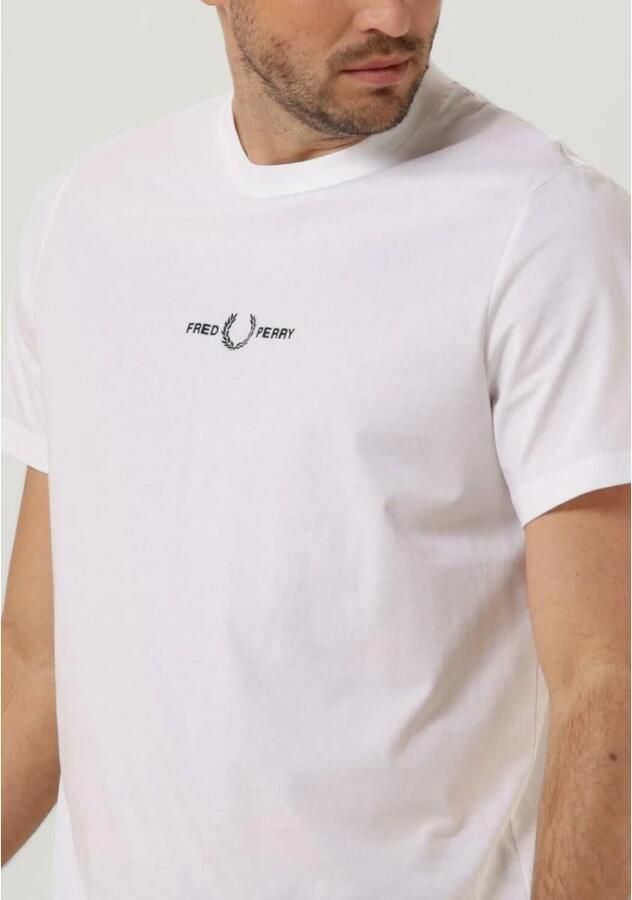 Fred Perry Geborduurd T-shirt voor moderne mannen White Heren - Foto 2