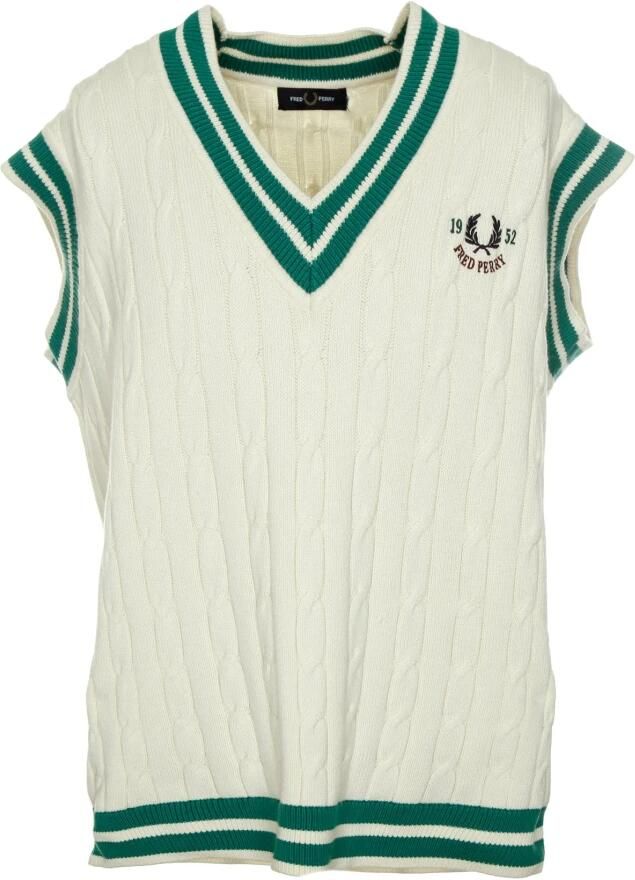 Fred Perry Gebreide Tennis Tank Pullunder met V-hals White Heren - Foto 4